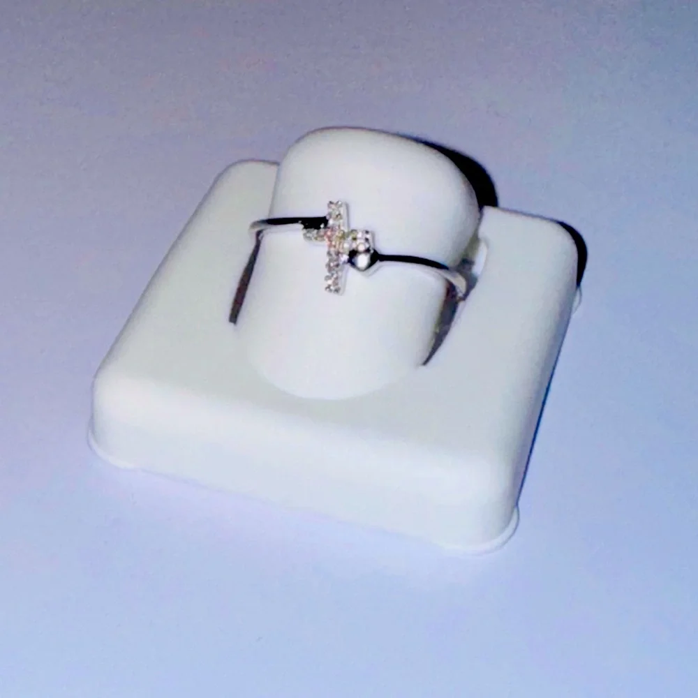 Genuine Natural Diamond Cross Heart Ring, Elegant gift for her Real diamond Ring - Picture 1 of 5